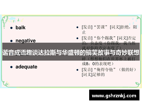 谐音成语趣谈达拉斯与华盛顿的搞笑故事与奇妙联想